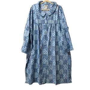 Anthony Richards Womens 6X Blue Floral Cotton Nightgown Robe Sleepwear Pearl
